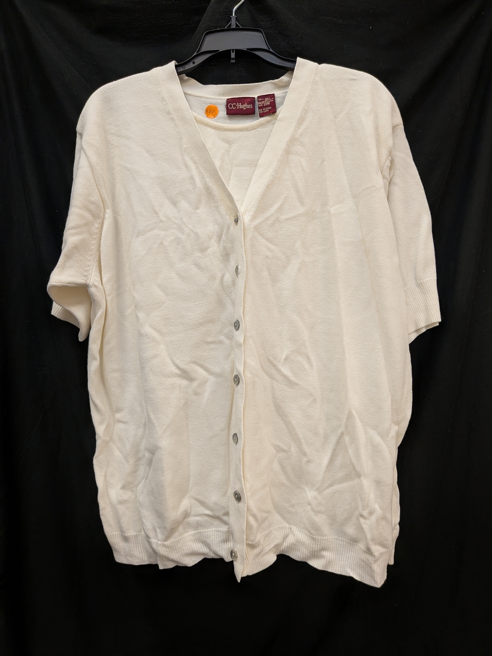 CC Hughes Cream Knit Top with V-Neck and Buttons